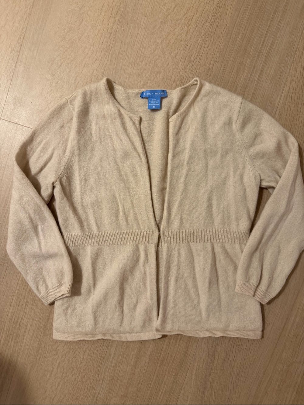 White + Warren Cream Open-Front Cardigan Sweater